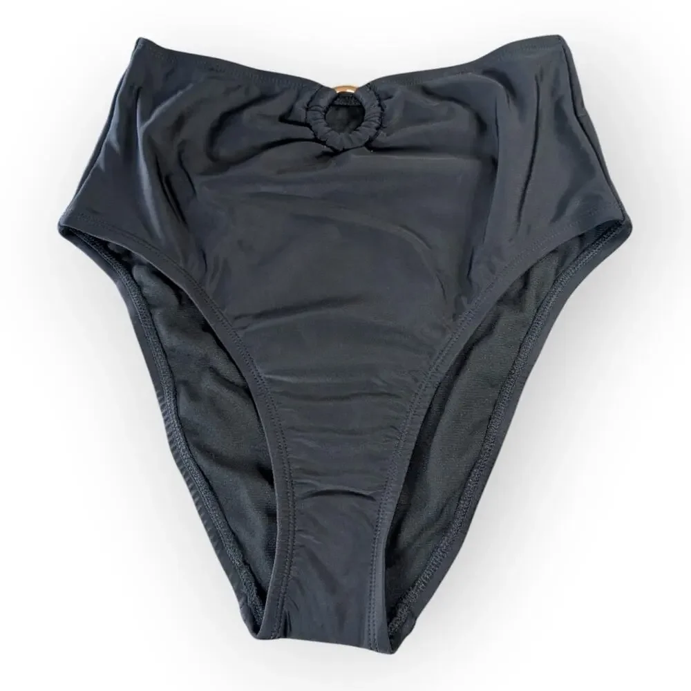 Shade & Shore Black High Waist Cheeky Bikini Bottom Size small
